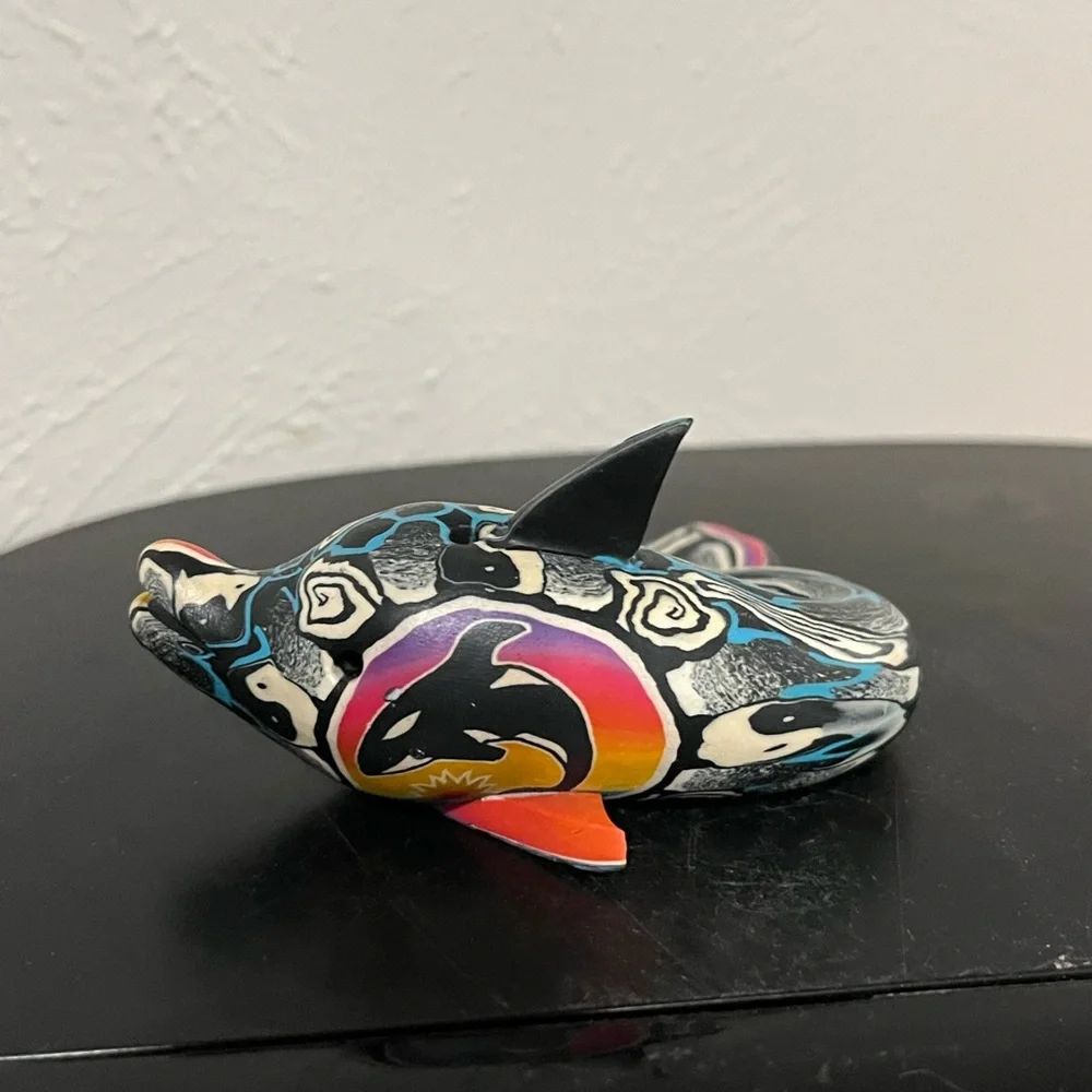 Colorful polymer clay Orca figurine